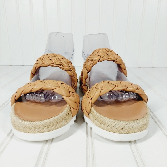 New Marc Fisher LTD Jaimee Leather Braided Espadrilles Sandals M76 - Picture 3 of 13